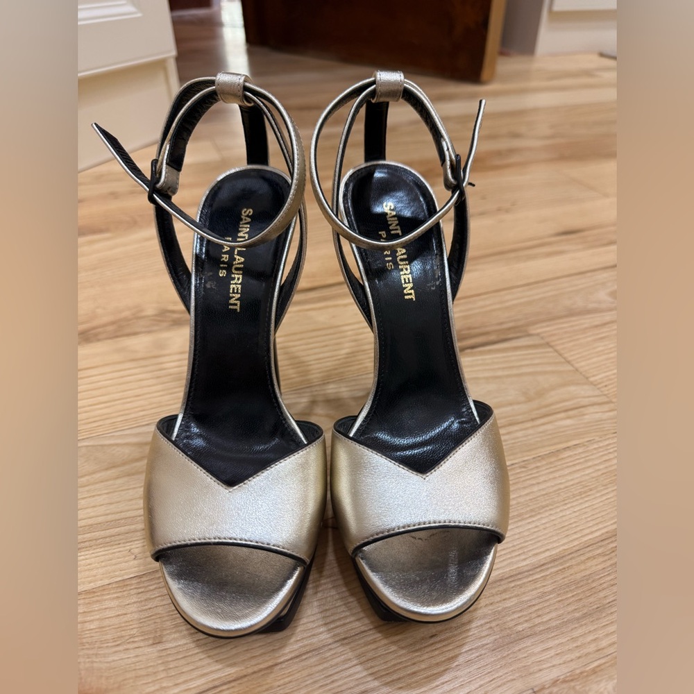 Saint Laurent Tribute Platino Ankle Strap Heels 36 size 6